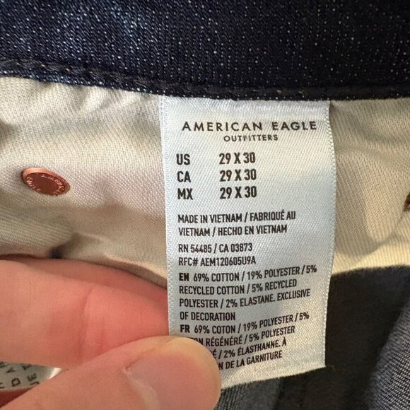 American Eagle Men's Dark Wash Slim Stretch Airflex + Temp Tech Jeans Size 29x30 - Picture 13 of 13